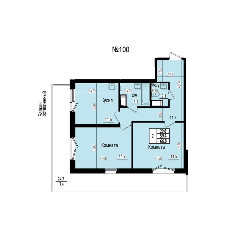 2 ккв 66,8 м²