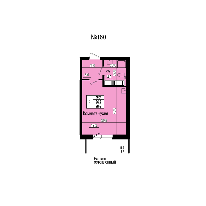 Студия 28,4 м²