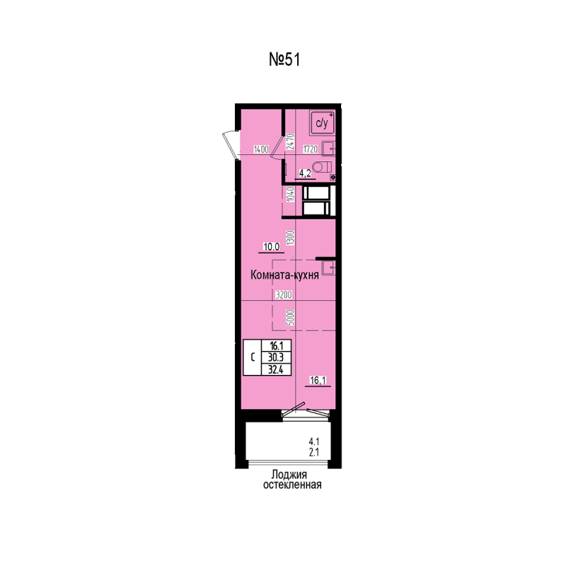 Студия 32,4 м²