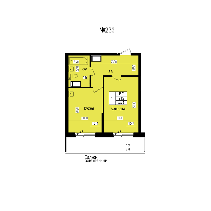 1 ккв 44,4 м²
