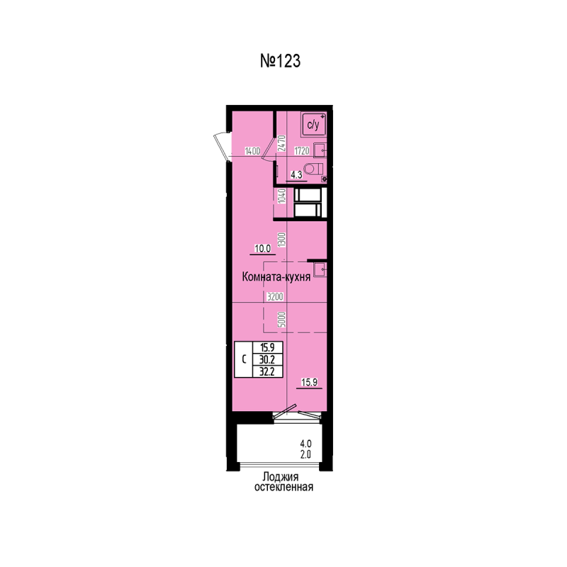 Студия 32,2 м²
