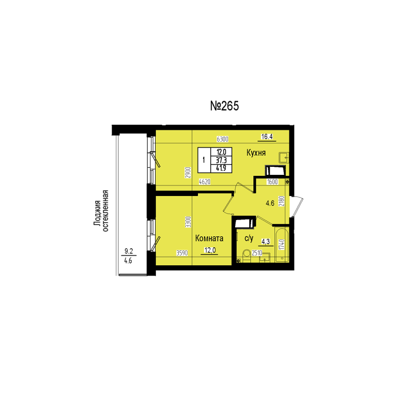 2 ккв (Евро) 41,9 м²