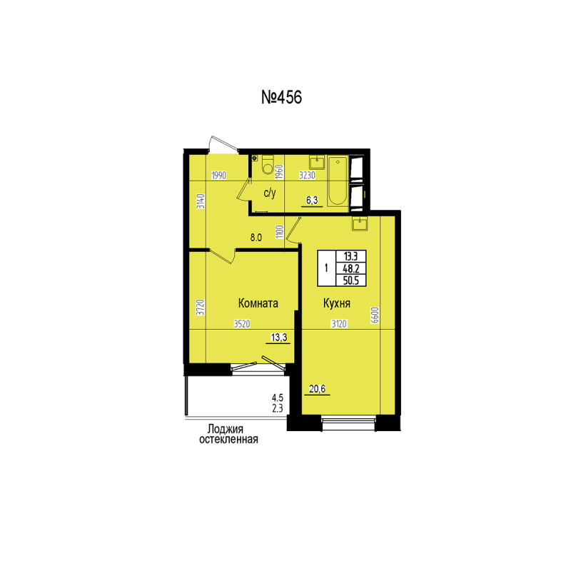 2 ккв (Евро) 50,5 м²