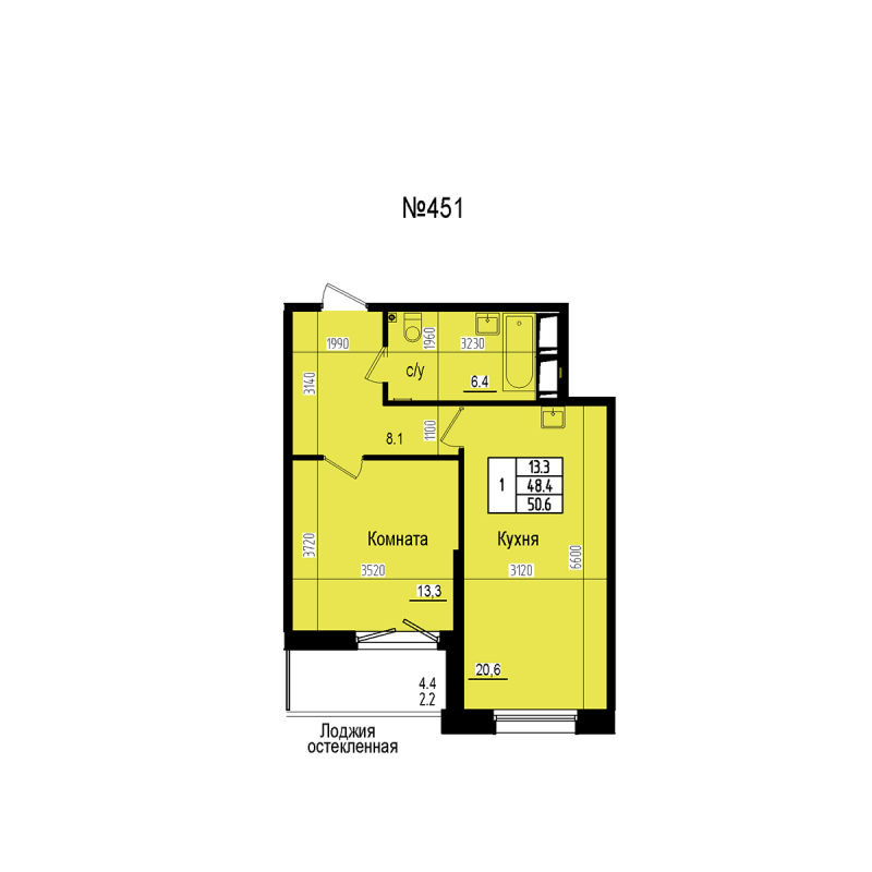 2 ккв (Евро) 50,6 м²