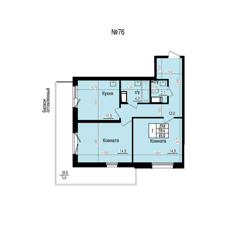 2 ккв 65 м²