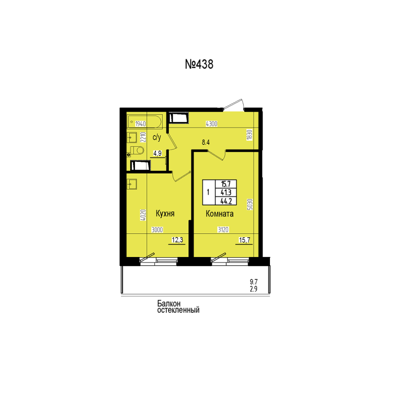 1 ккв 44,2 м²