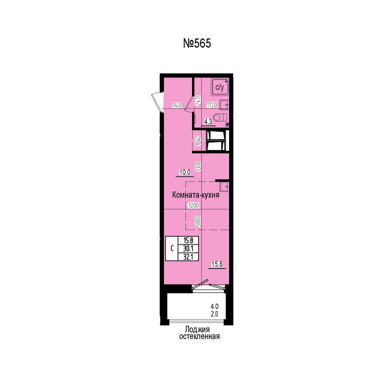 Студия 32,1 м²