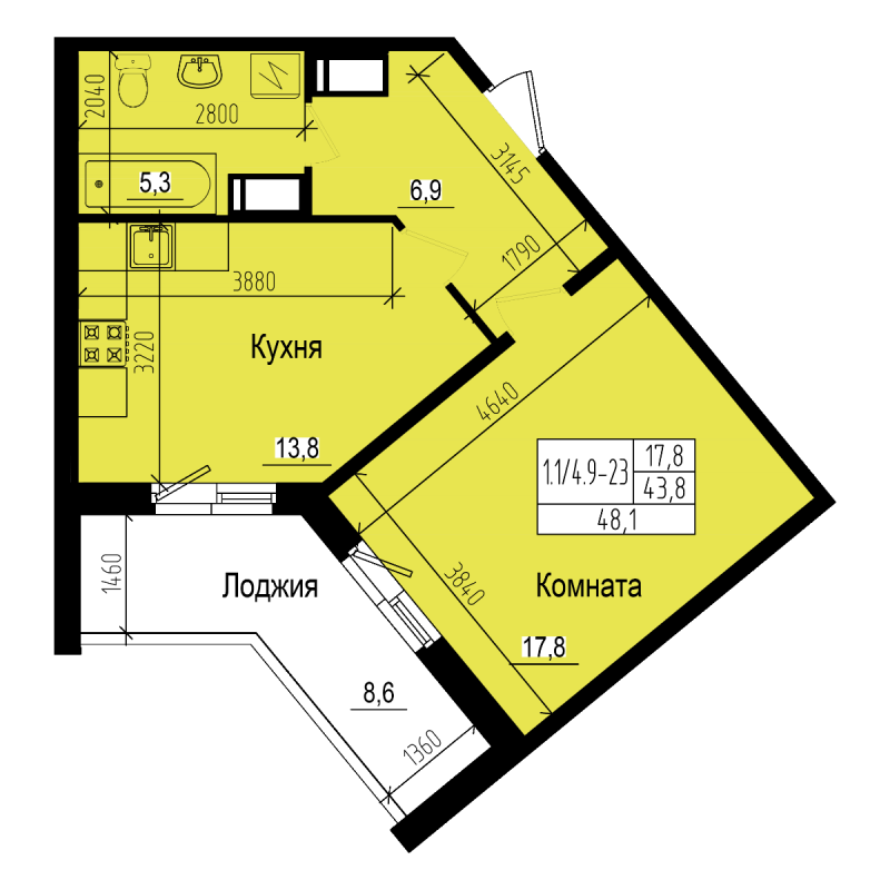 1 ккв 48,1 м²