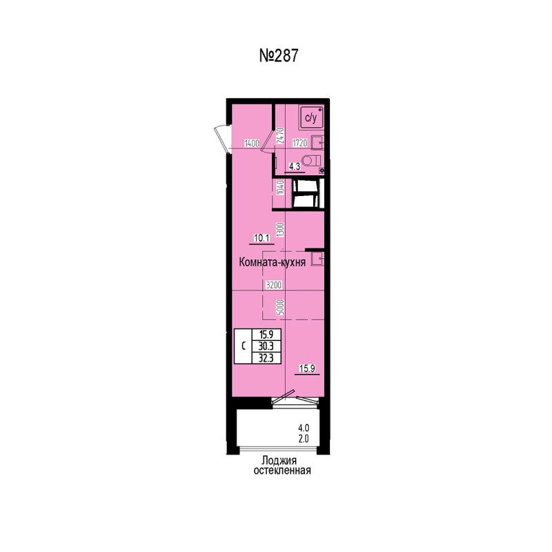 Студия 32,3 м²