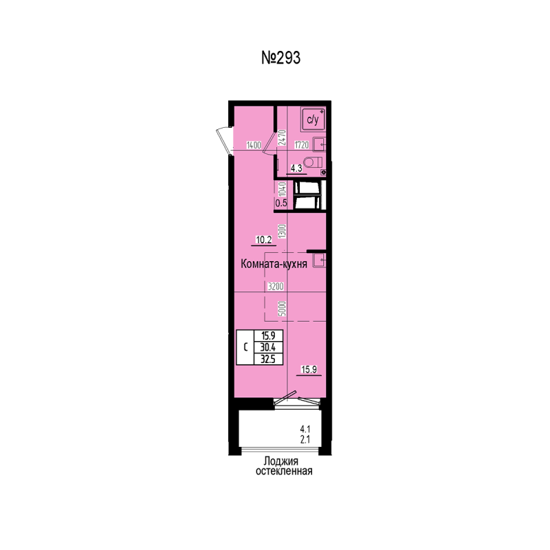 Студия 32,5 м²