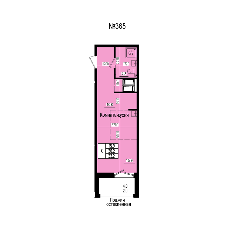 Студия 32,2 м²