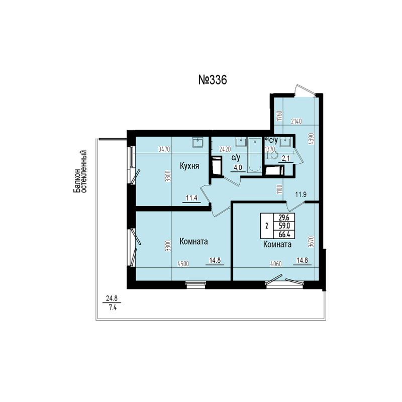 2 ккв 66,4 м²