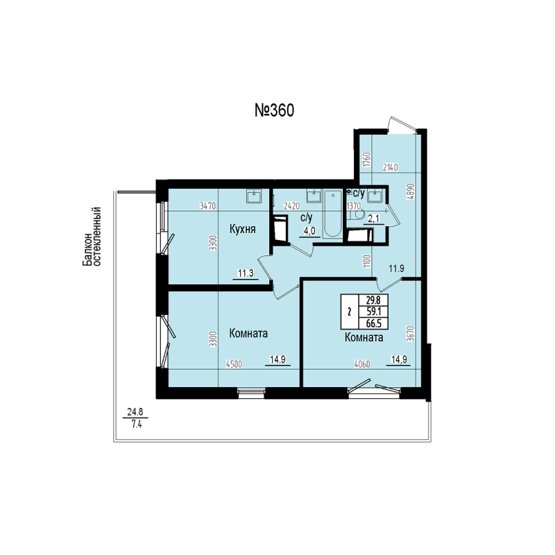 2 ккв 66,5 м²