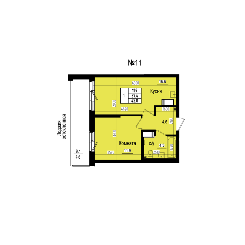 2 ккв (Евро) 42 м²