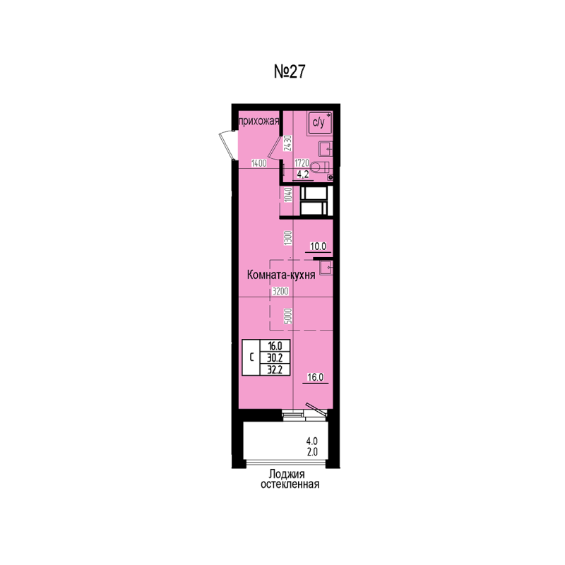 Студия 32,2 м²