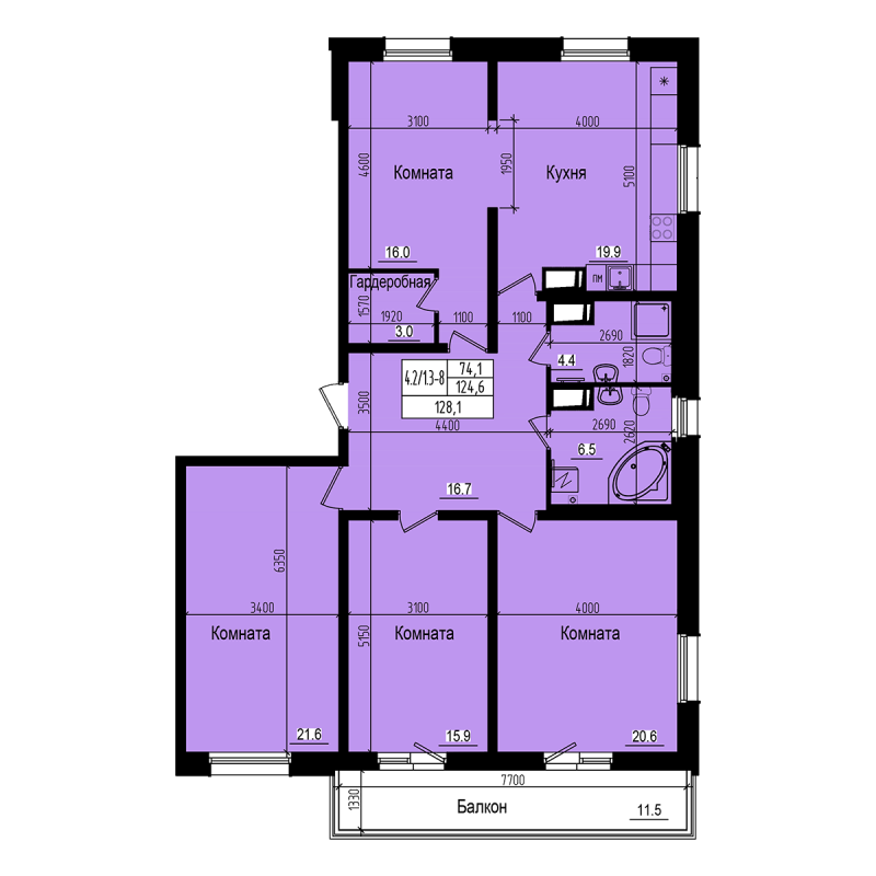 5 ккв (Евро) 128,1 м²