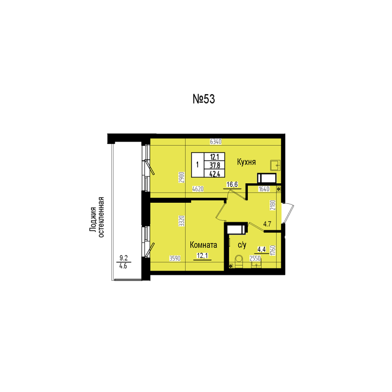 2 ккв (Евро) 42,4 м²