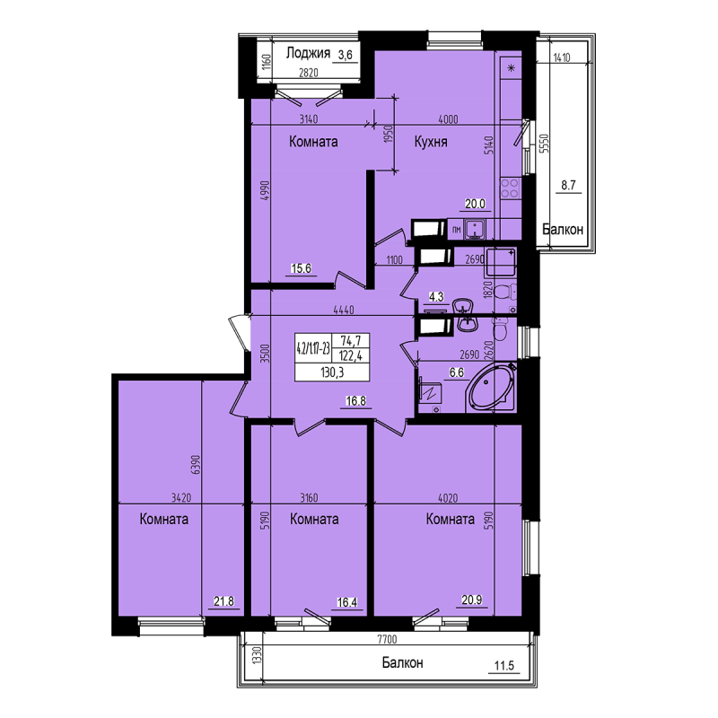 5 ккв (Евро) 130,3 м²