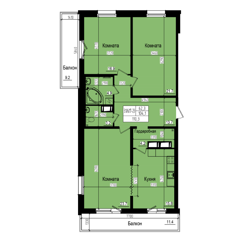 3 ккв 110,3 м²