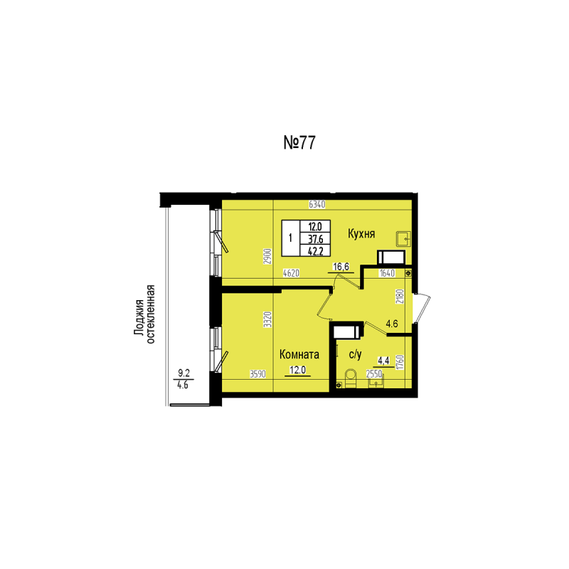 2 ккв (Евро) 42,2 м²