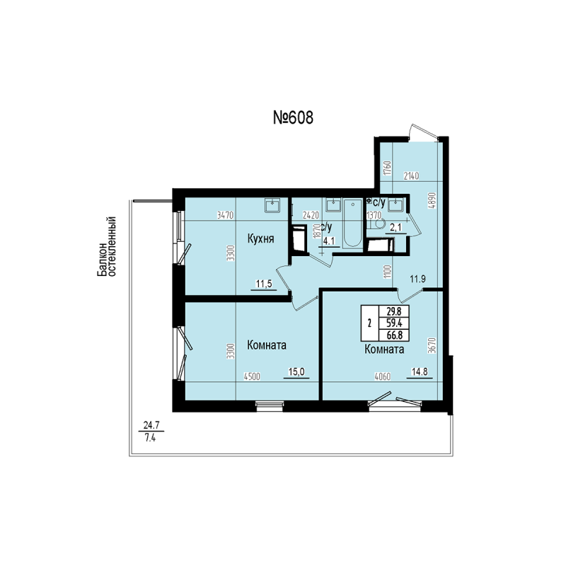 2 ккв 66,8 м²