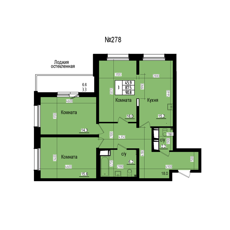 4 ккв (Евро) 90,8 м²