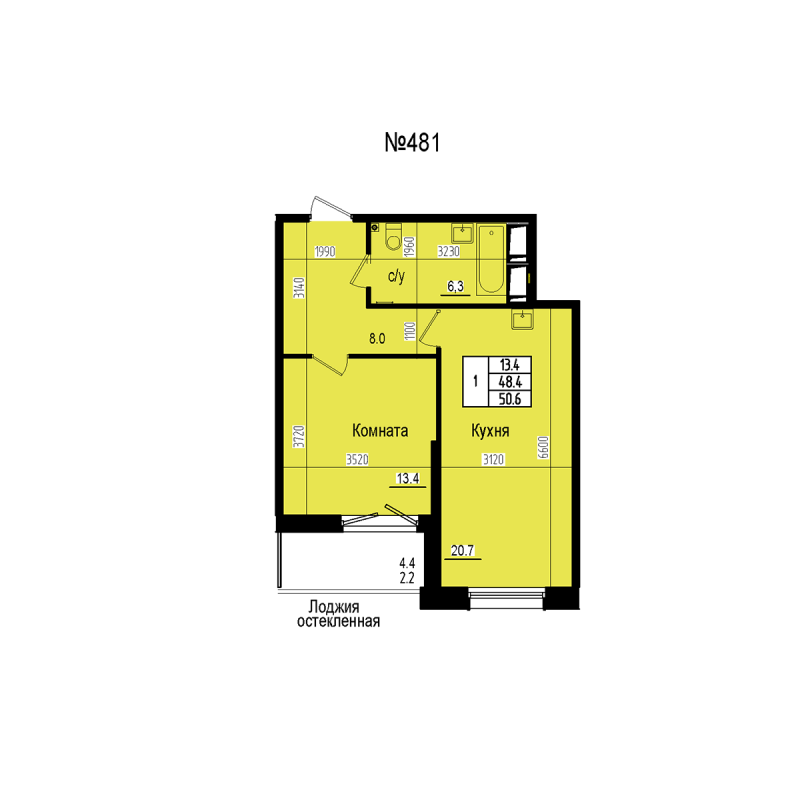 2 ккв (Евро) 50,6 м²