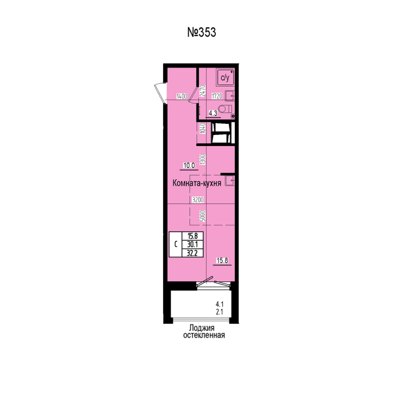 Студия 32,2 м²