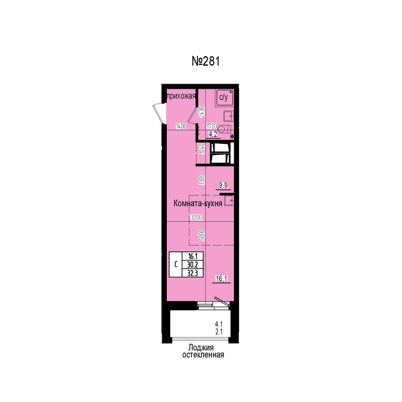 Студия 32,3 м²