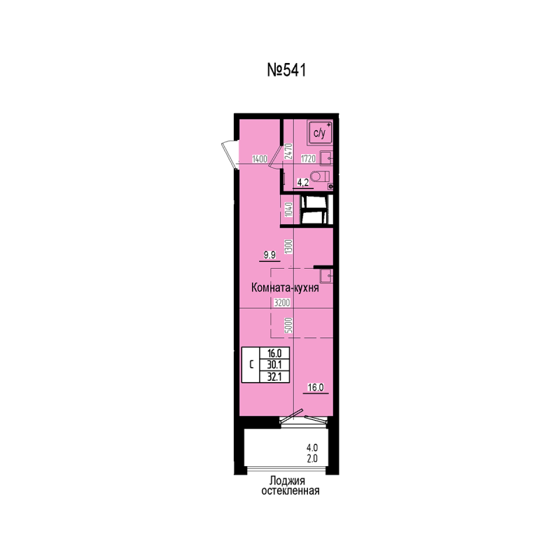 Студия 32,1 м²