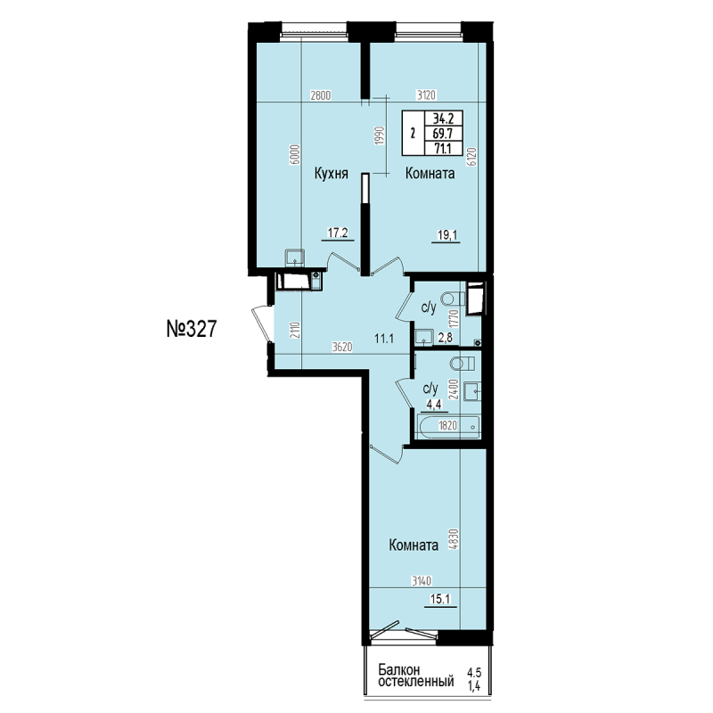 3 ккв (Евро) 71,1 м²