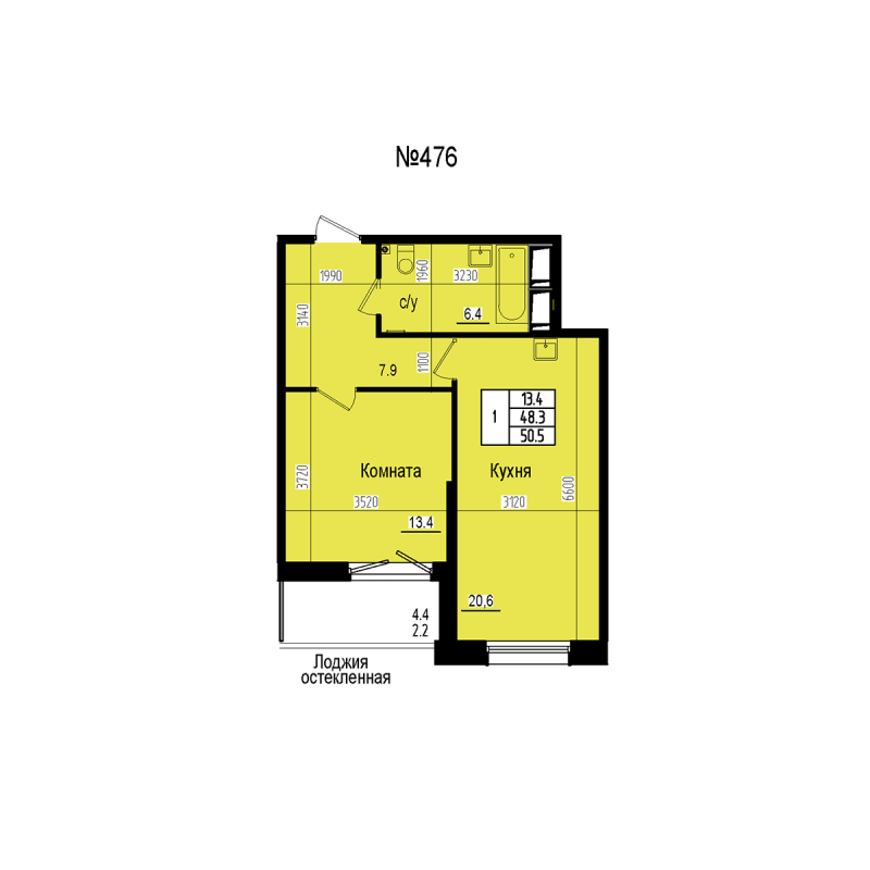 2 ккв (Евро) 50,5 м²