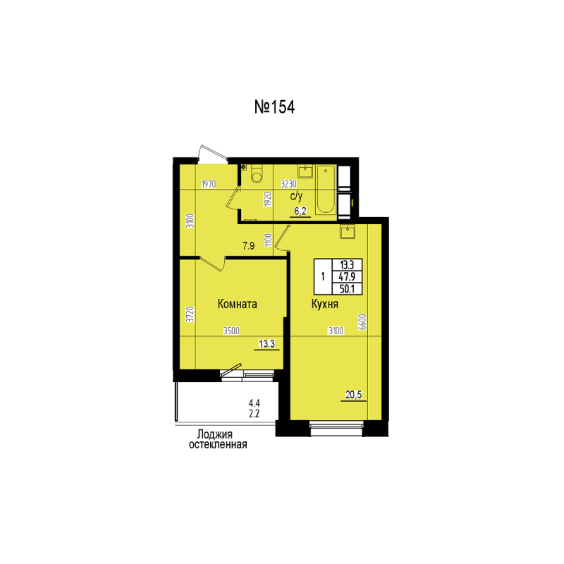 2 ккв (Евро) 50,1 м²