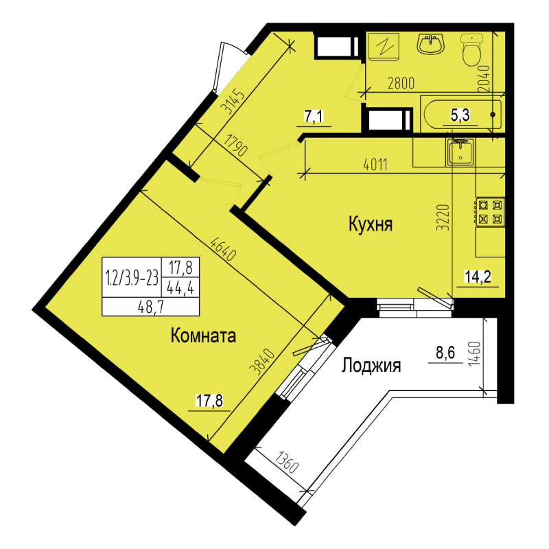 1 ккв 48,7 м²