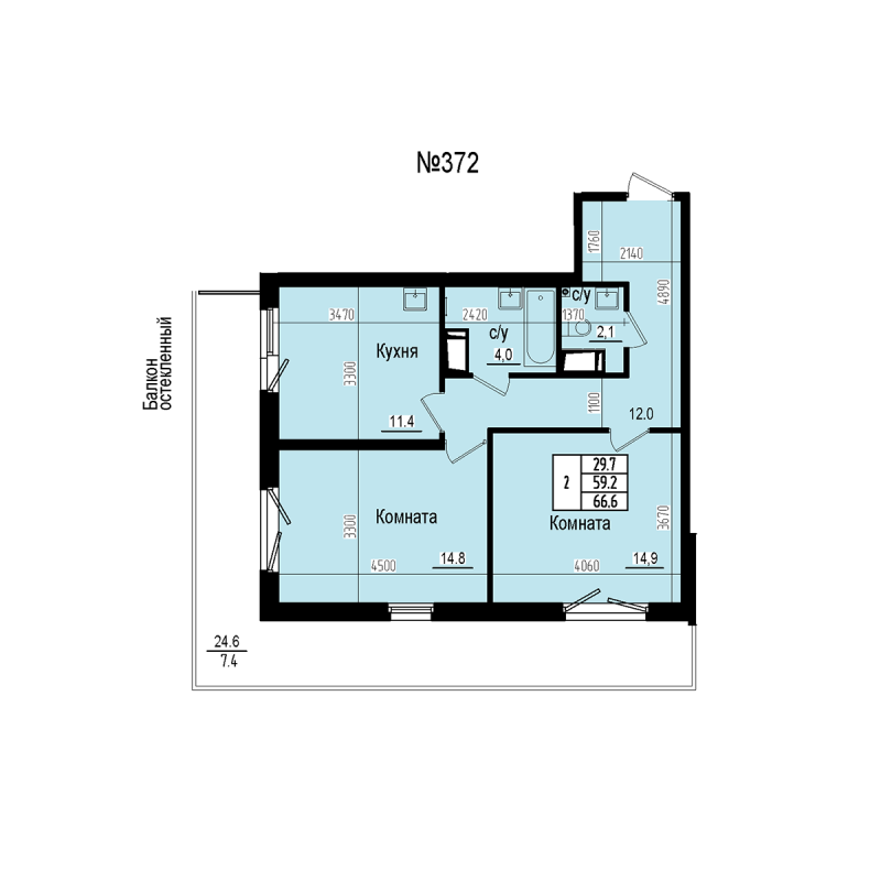 2 ккв 66,6 м²
