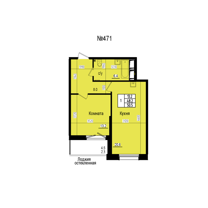 2 ккв (Евро) 50,5 м²