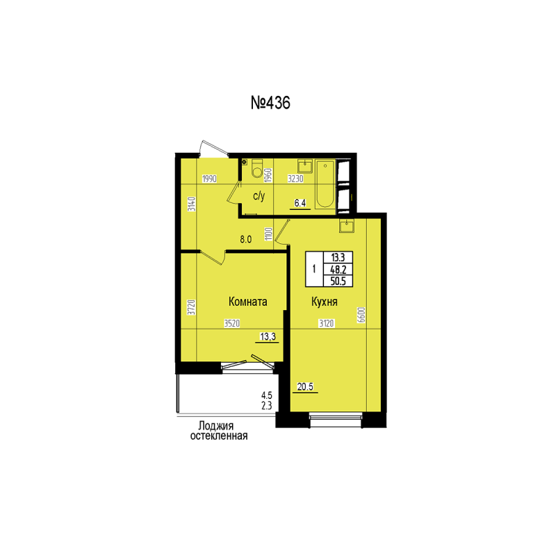 2 ккв (Евро) 50,5 м²