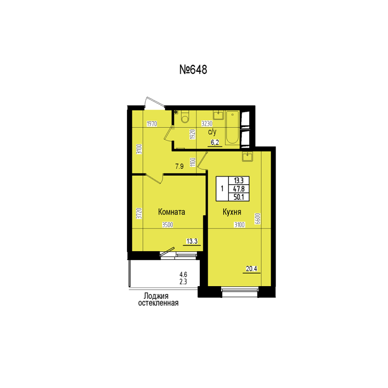 2 ккв (Евро) 50,1 м²