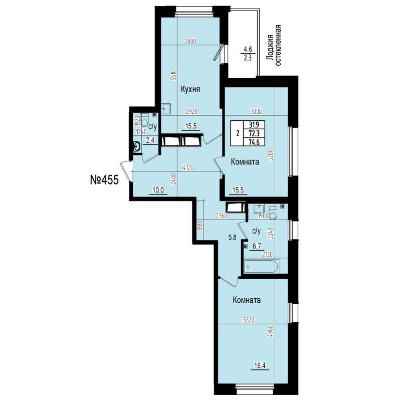 3 ккв (Евро) 74,6 м²