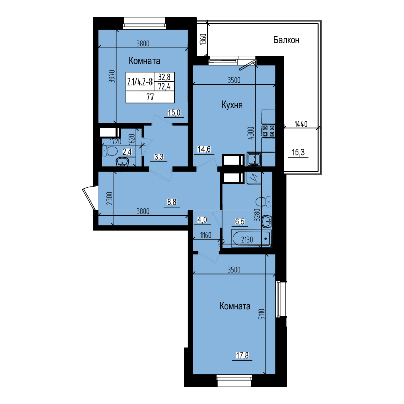 2 ккв 77 м²
