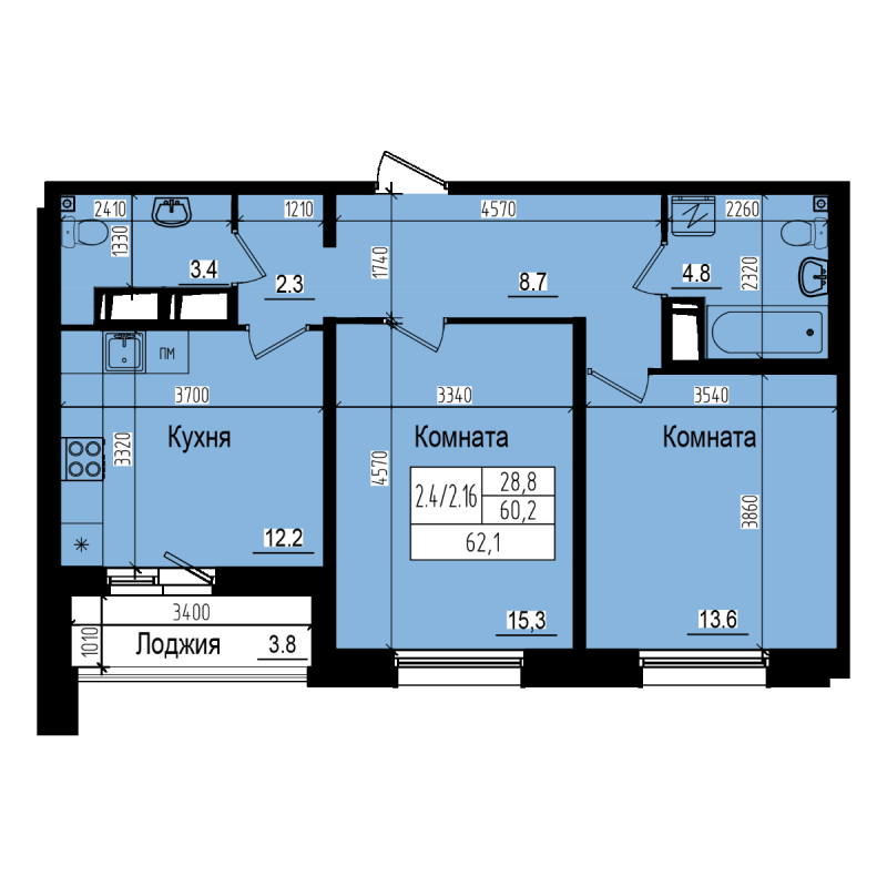 2 ккв 62,1 м²