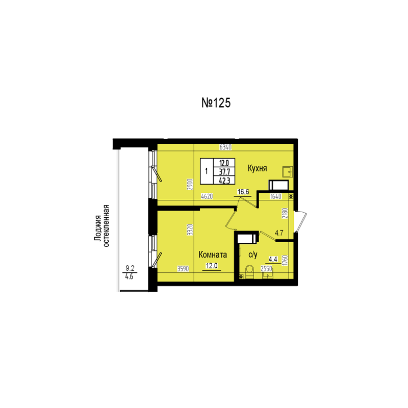2 ккв (Евро) 42,3 м²