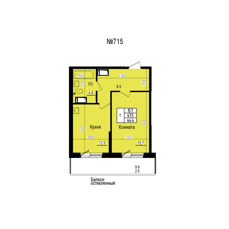 1 ккв 44,4 м²