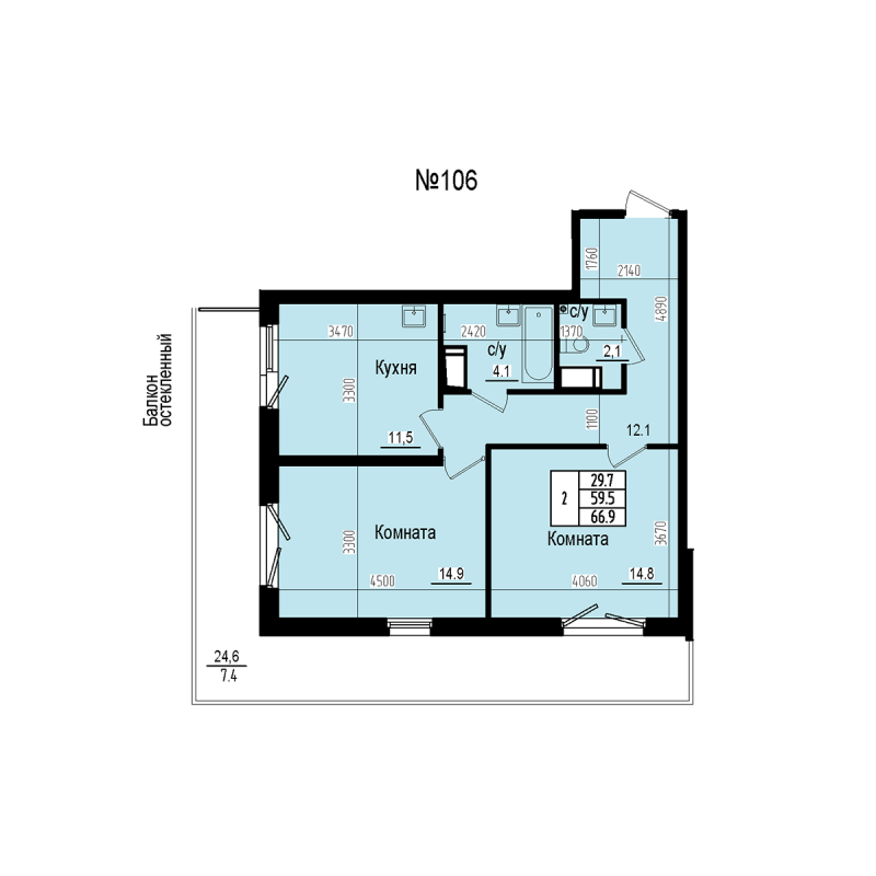 2 ккв 66,9 м²