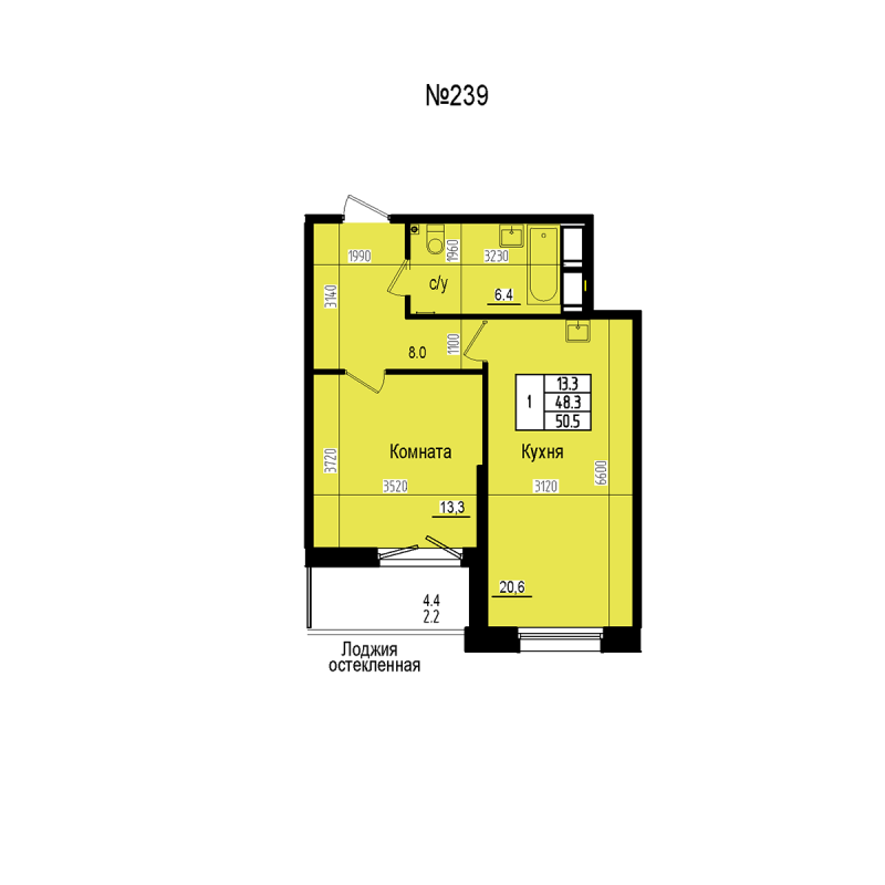 2 ккв (Евро) 50,5 м²