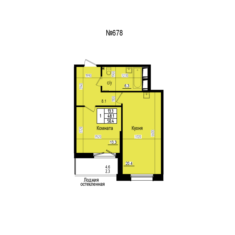 2 ккв (Евро) 50,4 м²