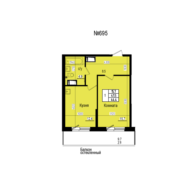 1 ккв 44,4 м²