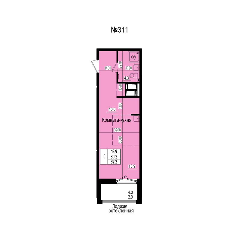 Студия 32,2 м²