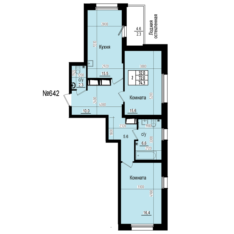3 ккв (Евро) 74,3 м²
