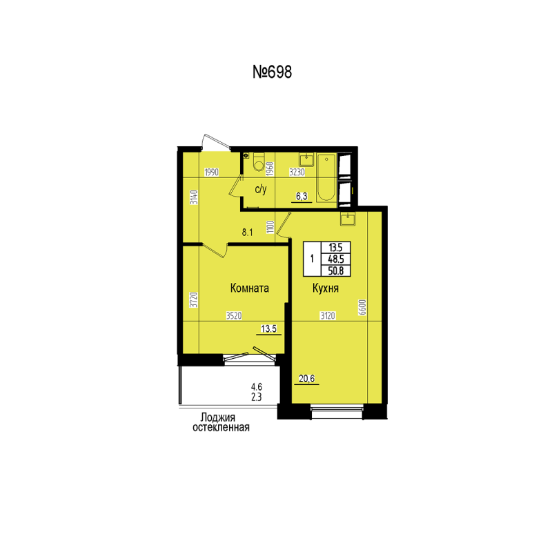 2 ккв (Евро) 50,8 м²